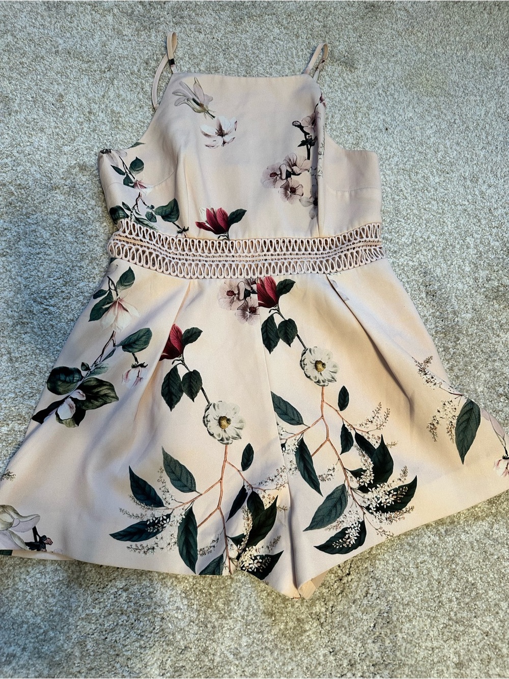 KEEPSAKE the Label Blush Floral Lace-Waist Romper
